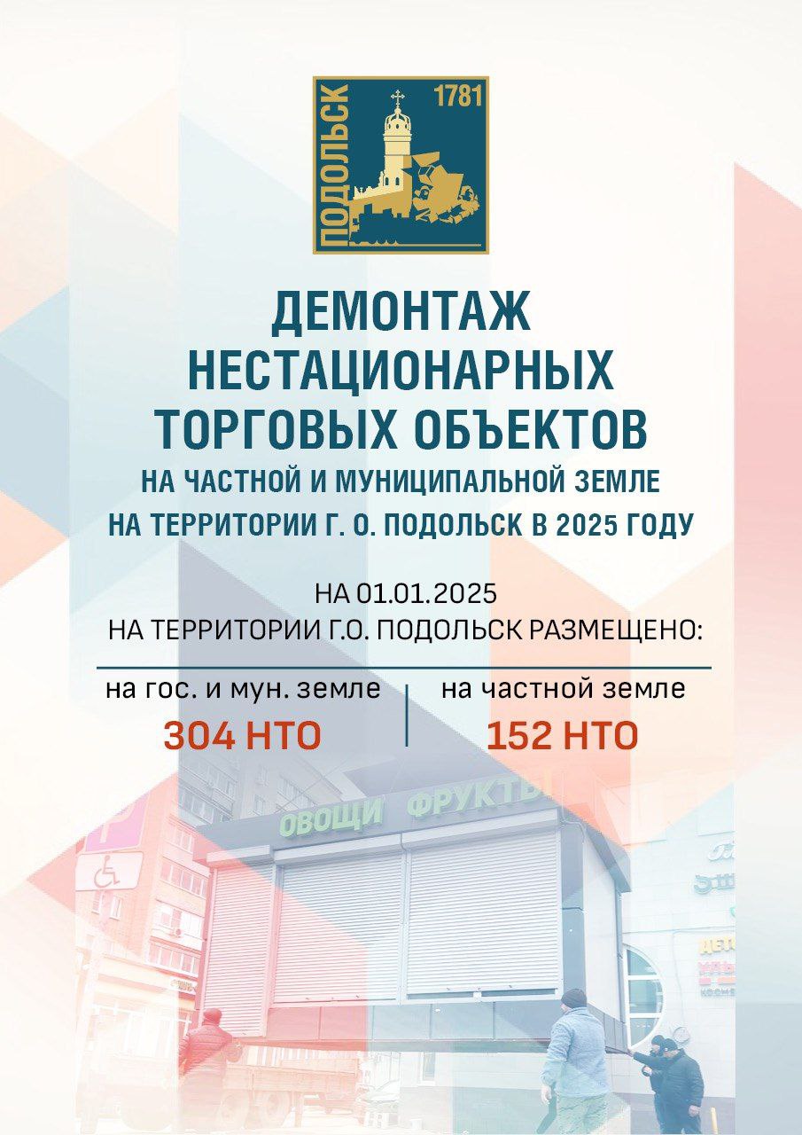 В Подольске с начала года снесли 110 нестационарных торговых объектов