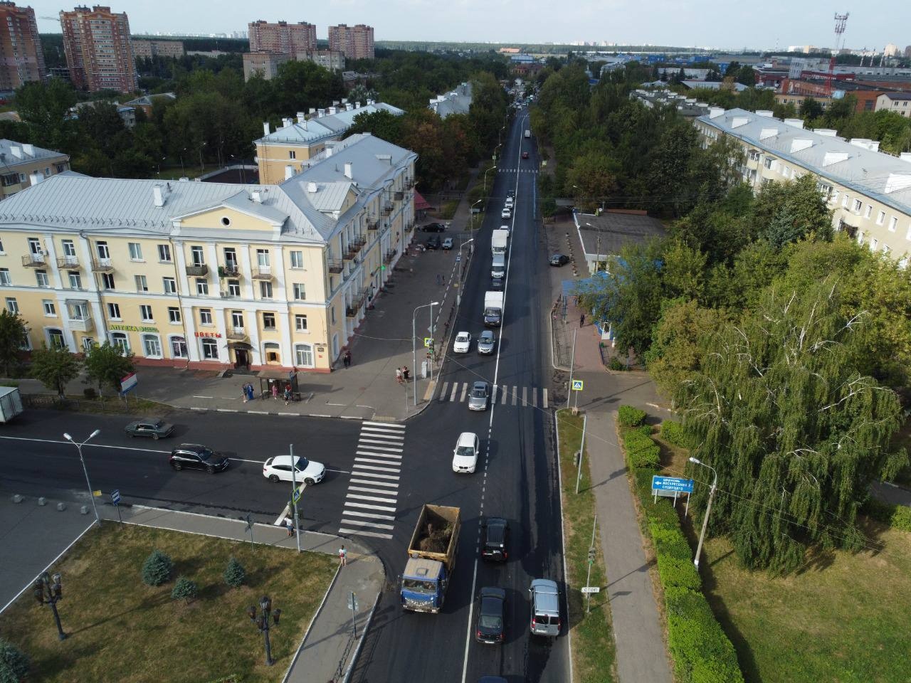 Мосавтодор завершает ремонтные работы на проезжей части улиц Победы и Ленина в Климовске