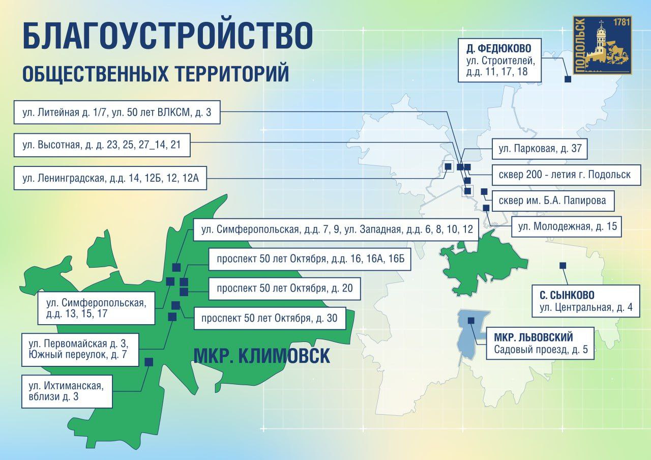 Более 20 детских площадок обновят в Подольске в 2025 году