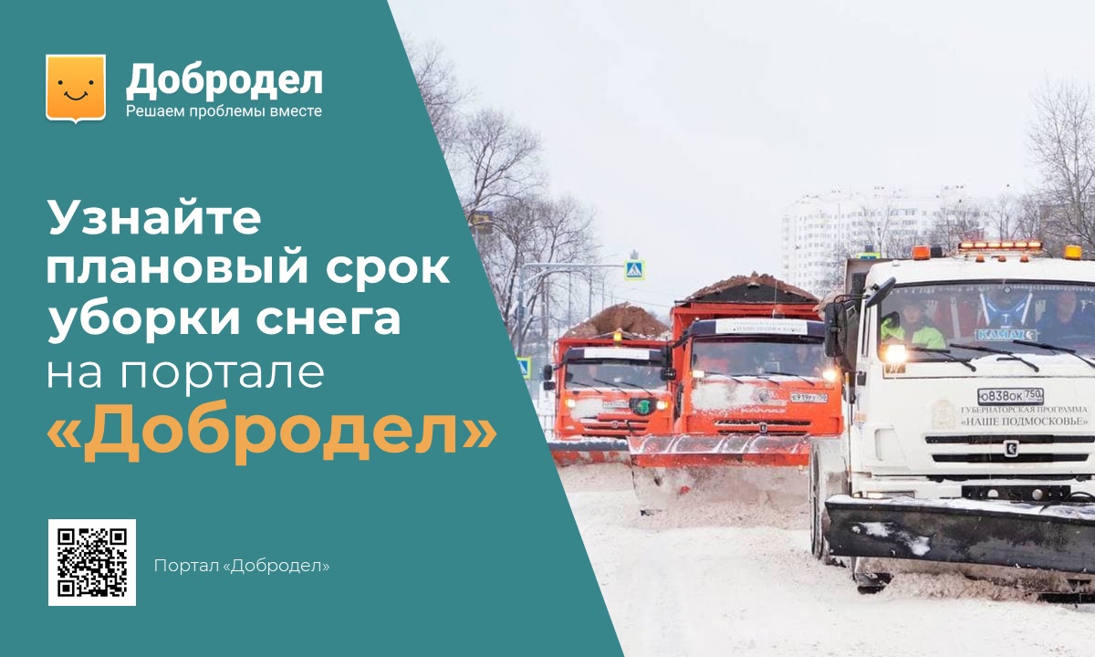 На портале «Добродел» можно узнать плановый срок уборки снега